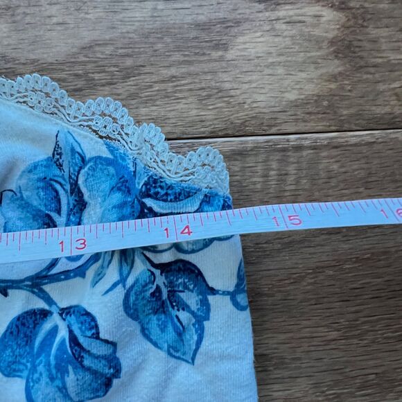 Vintage Victoria's Secret Sleep Tank Top Cami Size P Blue White Floral Lace - Picture 7 of 7